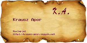Krausz Apor névjegykártya